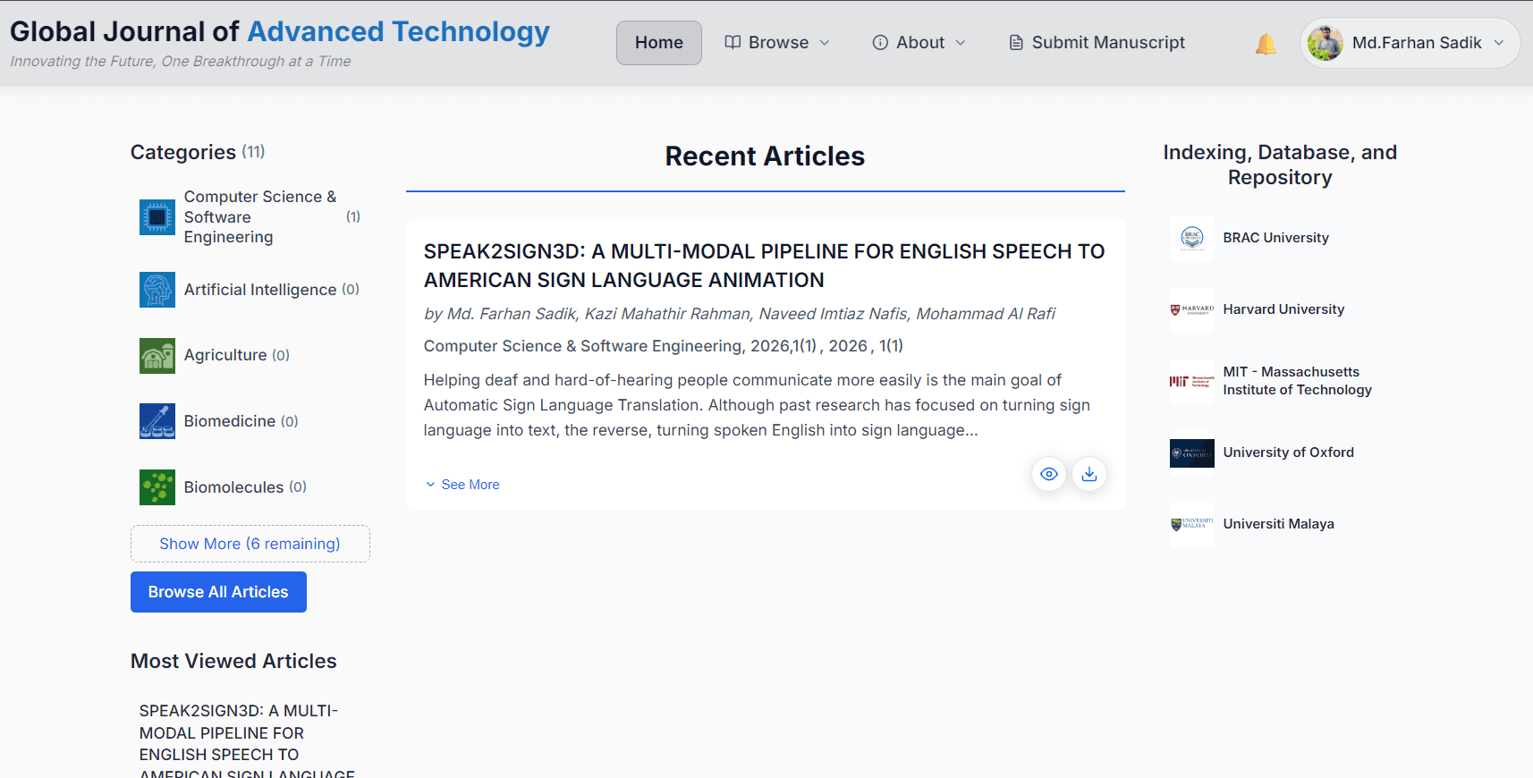 Academic Journal Publish Website